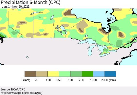 Canada Precipitation 6-Month (CPC) Thematic Map For 6/1/2021 - 11/30/2021