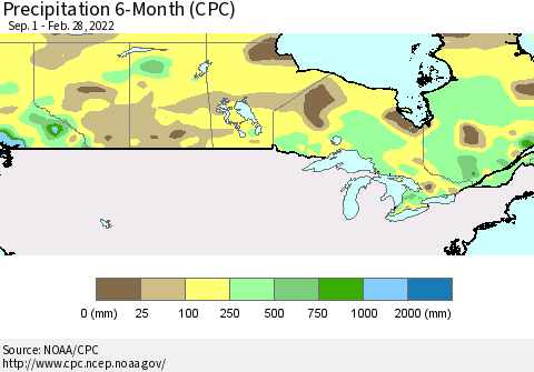 Canada Precipitation 6-Month (CPC) Thematic Map For 9/1/2021 - 2/28/2022