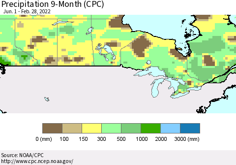 Canada Precipitation 9-Month (CPC) Thematic Map For 6/1/2021 - 2/28/2022