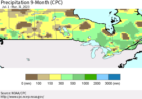 Canada Precipitation 9-Month (CPC) Thematic Map For 7/1/2022 - 3/31/2023