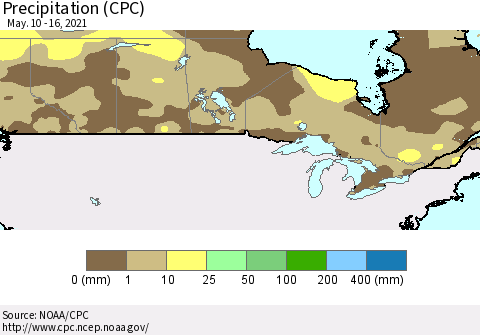 Canada Precipitation (CPC) Thematic Map For 5/10/2021 - 5/16/2021