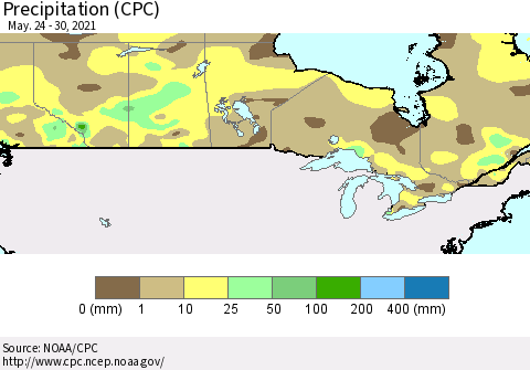 Canada Precipitation (CPC) Thematic Map For 5/24/2021 - 5/30/2021