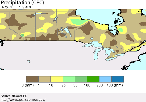 Canada Precipitation (CPC) Thematic Map For 5/31/2021 - 6/6/2021