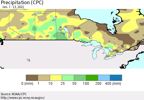 Canada Precipitation (CPC) Thematic Map For 6/7/2021 - 6/13/2021