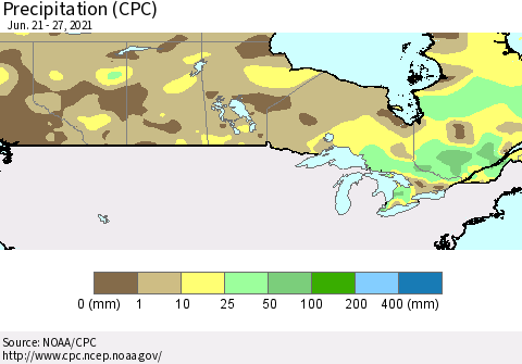 Canada Precipitation (CPC) Thematic Map For 6/21/2021 - 6/27/2021
