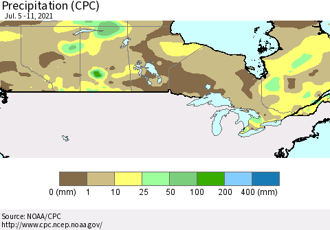 Canada Precipitation (CPC) Thematic Map For 7/5/2021 - 7/11/2021