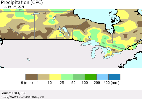 Canada Precipitation (CPC) Thematic Map For 7/19/2021 - 7/25/2021