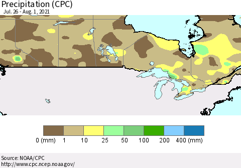 Canada Precipitation (CPC) Thematic Map For 7/26/2021 - 8/1/2021