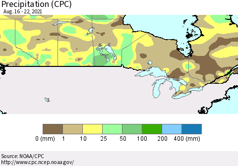 Canada Precipitation (CPC) Thematic Map For 8/16/2021 - 8/22/2021