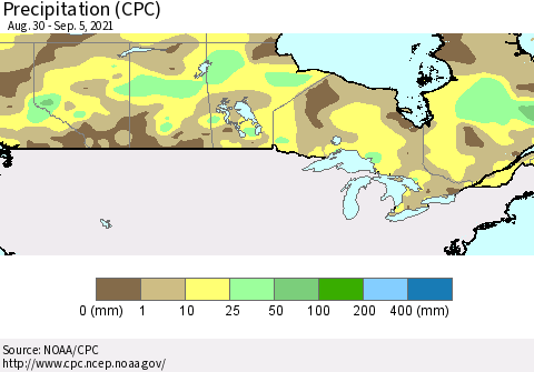 Canada Precipitation (CPC) Thematic Map For 8/30/2021 - 9/5/2021