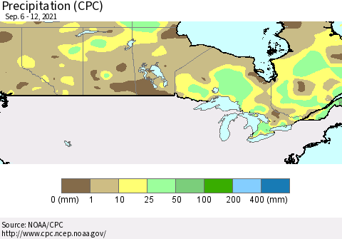 Canada Precipitation (CPC) Thematic Map For 9/6/2021 - 9/12/2021
