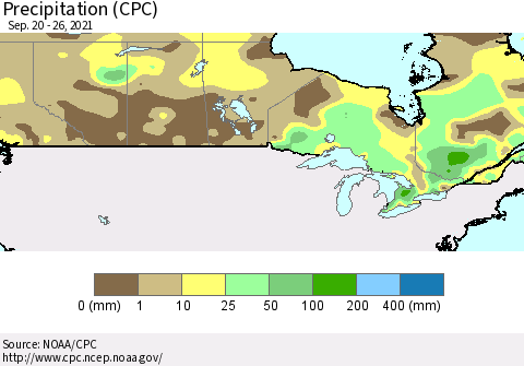 Canada Precipitation (CPC) Thematic Map For 9/20/2021 - 9/26/2021