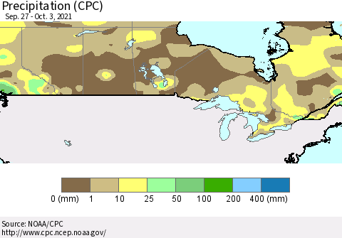 Canada Precipitation (CPC) Thematic Map For 9/27/2021 - 10/3/2021