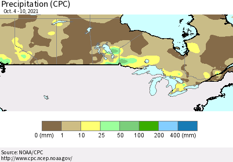 Canada Precipitation (CPC) Thematic Map For 10/4/2021 - 10/10/2021
