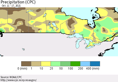 Canada Precipitation (CPC) Thematic Map For 10/11/2021 - 10/17/2021