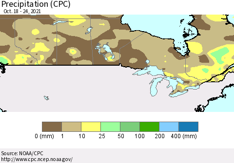 Canada Precipitation (CPC) Thematic Map For 10/18/2021 - 10/24/2021