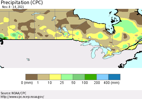 Canada Precipitation (CPC) Thematic Map For 11/8/2021 - 11/14/2021
