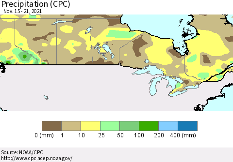 Canada Precipitation (CPC) Thematic Map For 11/15/2021 - 11/21/2021