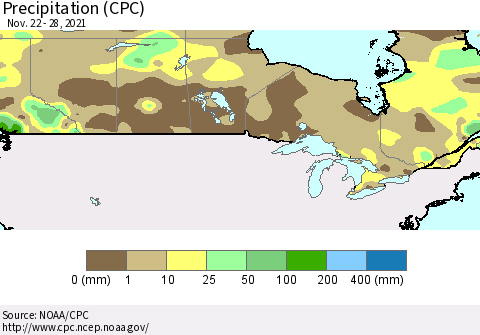 Canada Precipitation (CPC) Thematic Map For 11/22/2021 - 11/28/2021