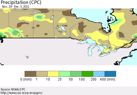 Canada Precipitation (CPC) Thematic Map For 11/29/2021 - 12/5/2021