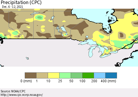 Canada Precipitation (CPC) Thematic Map For 12/6/2021 - 12/12/2021