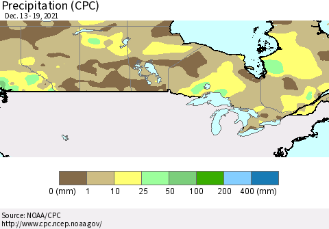 Canada Precipitation (CPC) Thematic Map For 12/13/2021 - 12/19/2021