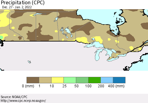 Canada Precipitation (CPC) Thematic Map For 12/27/2021 - 1/2/2022