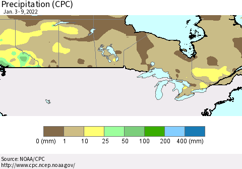 Canada Precipitation (CPC) Thematic Map For 1/3/2022 - 1/9/2022