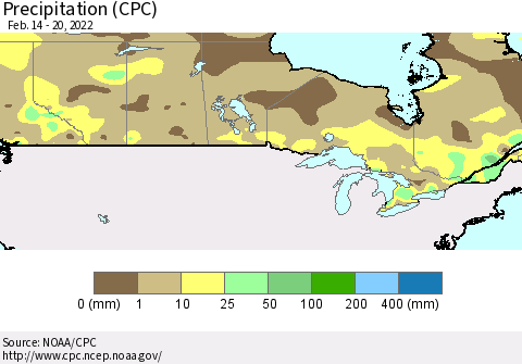Canada Precipitation (CPC) Thematic Map For 2/14/2022 - 2/20/2022