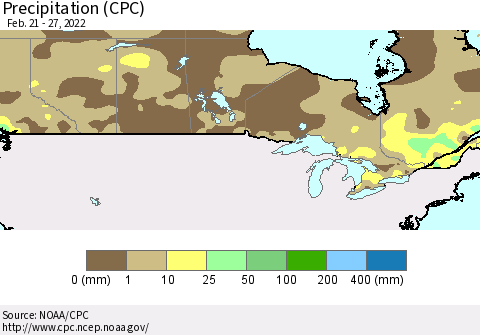 Canada Precipitation (CPC) Thematic Map For 2/21/2022 - 2/27/2022