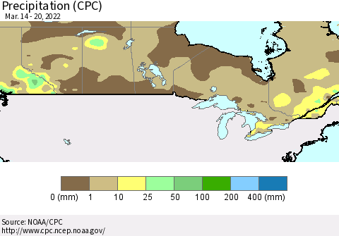 Canada Precipitation (CPC) Thematic Map For 3/14/2022 - 3/20/2022