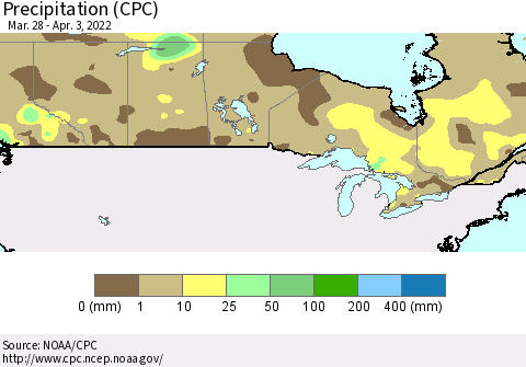 Canada Precipitation (CPC) Thematic Map For 3/28/2022 - 4/3/2022