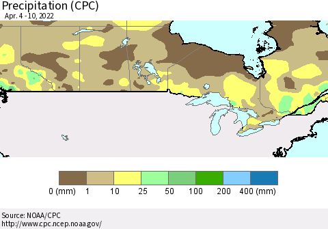 Canada Precipitation (CPC) Thematic Map For 4/4/2022 - 4/10/2022