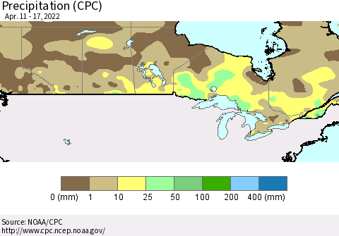 Canada Precipitation (CPC) Thematic Map For 4/11/2022 - 4/17/2022