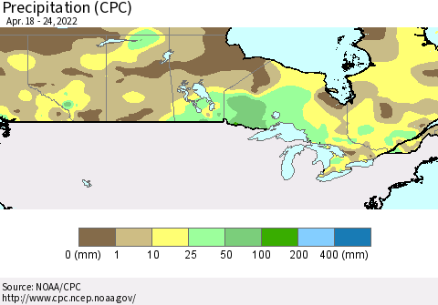 Canada Precipitation (CPC) Thematic Map For 4/18/2022 - 4/24/2022