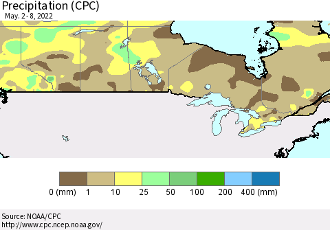 Canada Precipitation (CPC) Thematic Map For 5/2/2022 - 5/8/2022