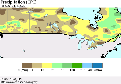 Canada Precipitation (CPC) Thematic Map For 6/27/2022 - 7/3/2022