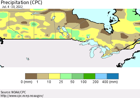 Canada Precipitation (CPC) Thematic Map For 7/4/2022 - 7/10/2022