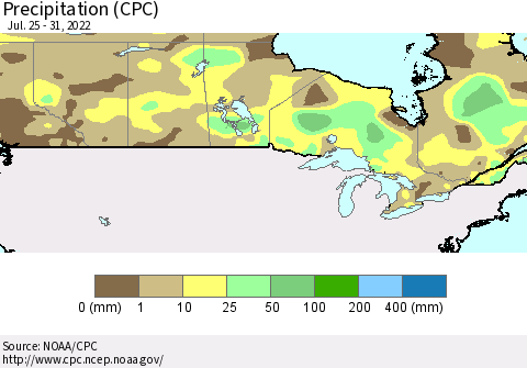 Canada Precipitation (CPC) Thematic Map For 7/25/2022 - 7/31/2022