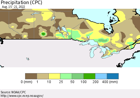 Canada Precipitation (CPC) Thematic Map For 8/15/2022 - 8/21/2022