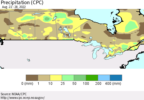 Canada Precipitation (CPC) Thematic Map For 8/22/2022 - 8/28/2022