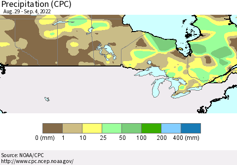 Canada Precipitation (CPC) Thematic Map For 8/29/2022 - 9/4/2022