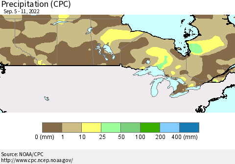 Canada Precipitation (CPC) Thematic Map For 9/5/2022 - 9/11/2022