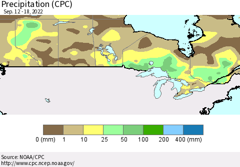 Canada Precipitation (CPC) Thematic Map For 9/12/2022 - 9/18/2022