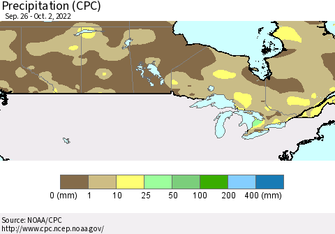 Canada Precipitation (CPC) Thematic Map For 9/26/2022 - 10/2/2022