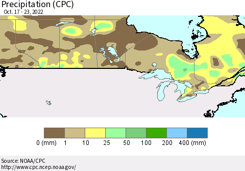 Canada Precipitation (CPC) Thematic Map For 10/17/2022 - 10/23/2022