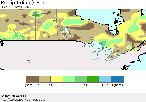 Canada Precipitation (CPC) Thematic Map For 10/31/2022 - 11/6/2022