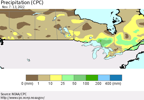 Canada Precipitation (CPC) Thematic Map For 11/7/2022 - 11/13/2022