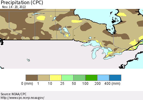 Canada Precipitation (CPC) Thematic Map For 11/14/2022 - 11/20/2022