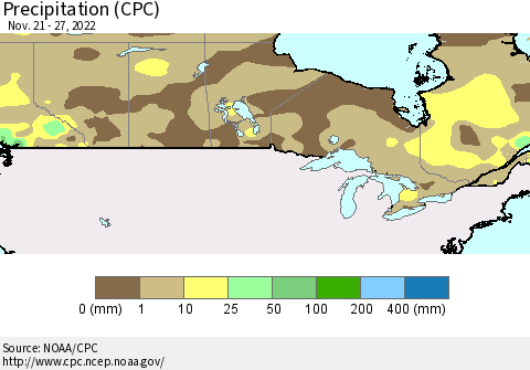 Canada Precipitation (CPC) Thematic Map For 11/21/2022 - 11/27/2022